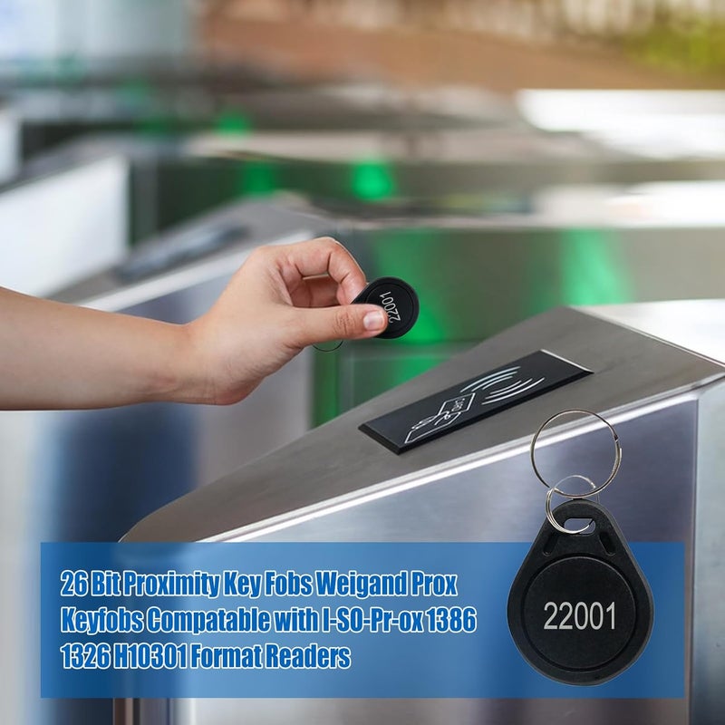 dcvbny 50pcs 26 bit Black Prox Keyfobs Proximity Fob Frequency 125KHZ H-ID Compatible with Prox Key ISOProx 1346 1386 1326 H10301 Format Card Readers, Works with The vast Majority of Access Control Systems - Image 3